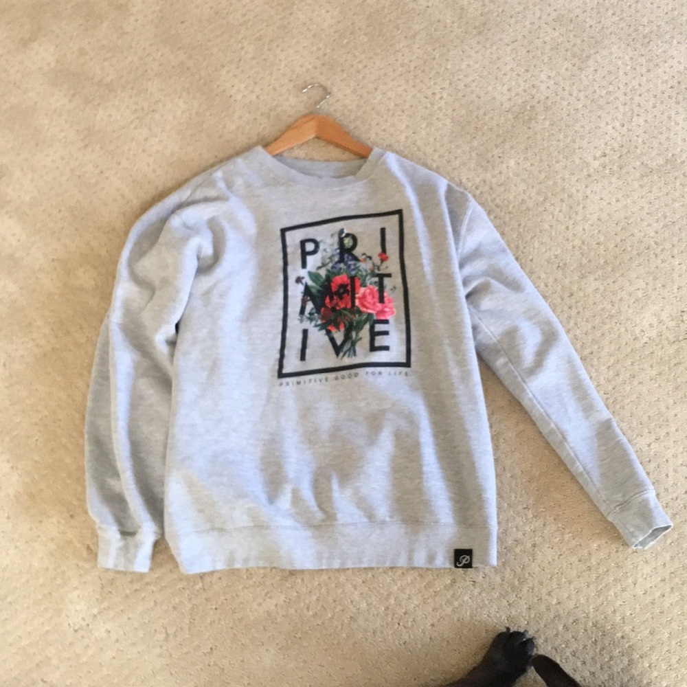 Primitive flower print crewneck